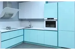 Kitchen with integrated handles white photo