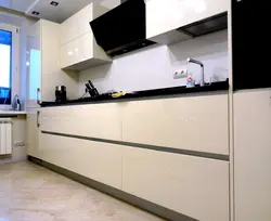 Kitchen with integrated handles white photo