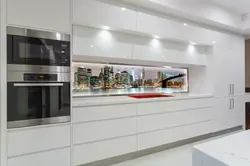 Kitchen with integrated handles white photo