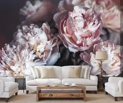 Wallpaper with peonies for bedroom photo