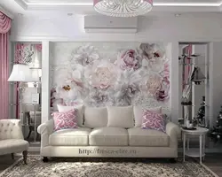 Wallpaper with peonies for bedroom photo