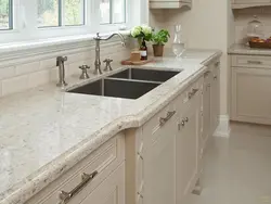 Beige marble kitchen countertop photo