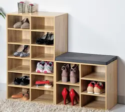 Shoe Rack In The Hallway Made Of Chipboard Photo