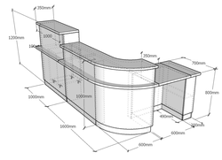 Drawings of a bar counter for the kitchen photo