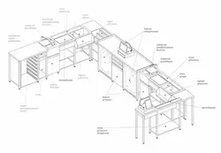 Drawings of a bar counter for the kitchen photo