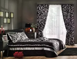 Curtains for a black and white bedroom photo
