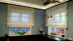 Падвойныя рымскія шторы на кухню фота