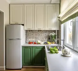 Corner Kitchen Refrigerator By The Window Photo