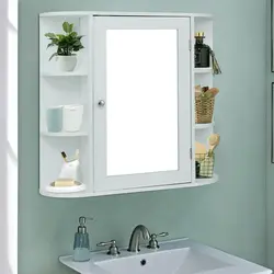 Bath shelf with mirror photo