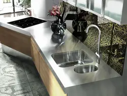 Stainless steel countertop for kitchen photo