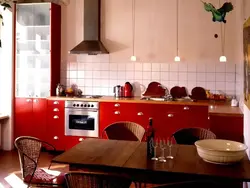 Photo Of A Kitchen With A Red Countertop Photo