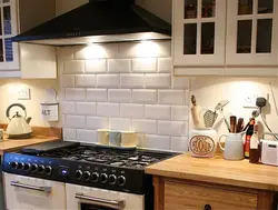 Kitchen apron white bricks photo