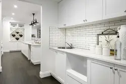 Kitchen apron white bricks photo