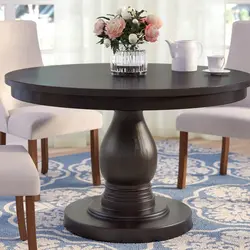 Black round table in the kitchen photo
