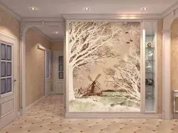 Wallpaper with trees in the hallway photo