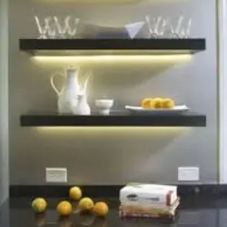 Photo of illuminated shelves in the kitchen