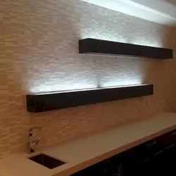 Photo of illuminated shelves in the kitchen