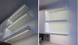 Photo of illuminated shelves in the kitchen