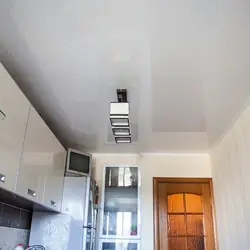 White matte ceiling in the kitchen photo