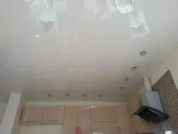 White matte ceiling in the kitchen photo