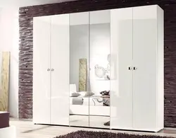 White glossy bedroom wardrobe photo