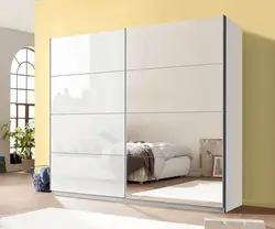 White glossy bedroom wardrobe photo