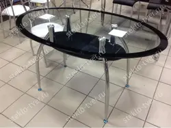 Glass oval table for kitchen photo