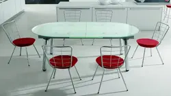 Glass oval table for kitchen photo