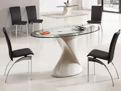 Шкляны авальны стол для кухні фота