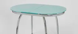 Стеклянный овальный стол для кухни фото