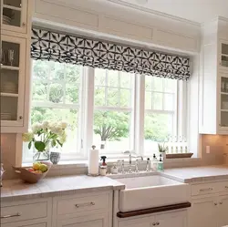 Curtains in the kitchen above the countertop photo