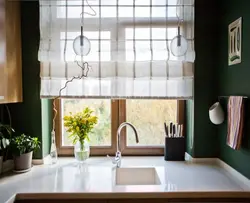 Curtains in the kitchen above the countertop photo