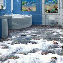 Water on the bathroom floor photo