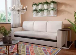 Large straight sofa in the living room photo