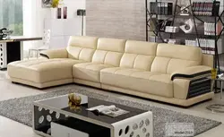 Large straight sofa in the living room photo