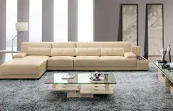 Large straight sofa in the living room photo