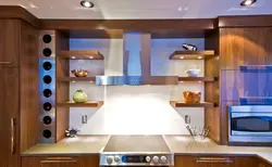 Shelves in the kitchen under the ceiling photo