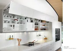 Shelves in the kitchen under the ceiling photo