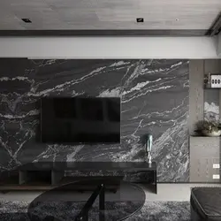 Marble Wall In The Living Room Interior Photo