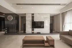 Marble wall in the living room interior photo