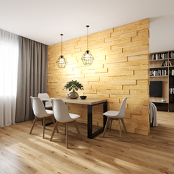 Wooden panels for walls in the kitchen photo