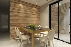 Wooden panels for walls in the kitchen photo
