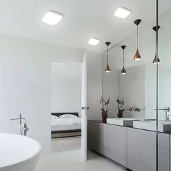 Подвесные светильники в ванной у зеркала фото