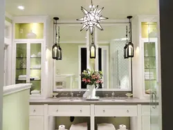 Подвесные светильники в ванной у зеркала фото
