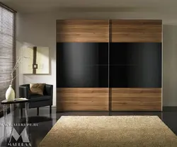 Wood-effect wardrobe in the bedroom photo