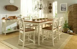 Chairs for a wooden table in the kitchen photo