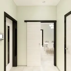 Wallpaper for gray doors in the hallway photo