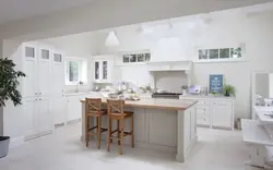 Kitchen with island in Scandinavian style photo
