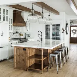Kitchen with island in Scandinavian style photo