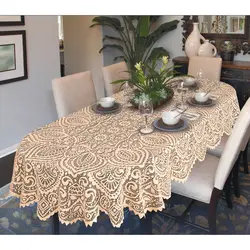 Tablecloth on an oval table for the kitchen photo